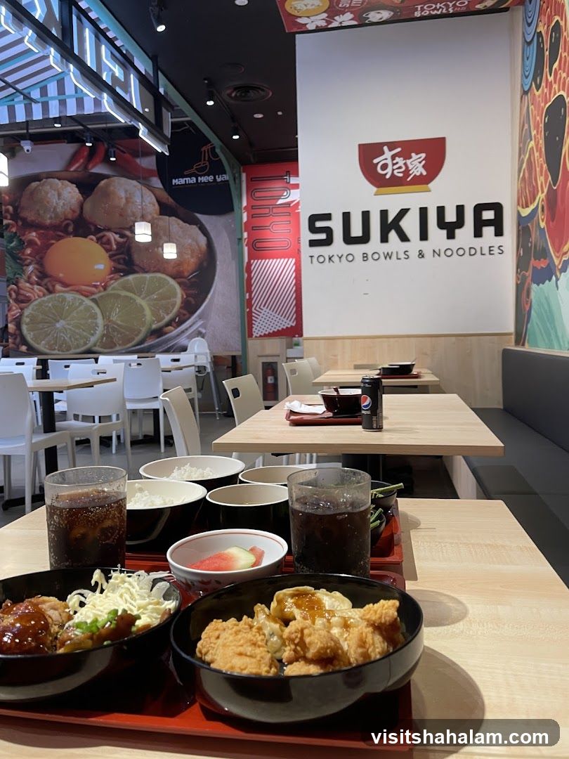 Sukiya Restaurant Interior with Food