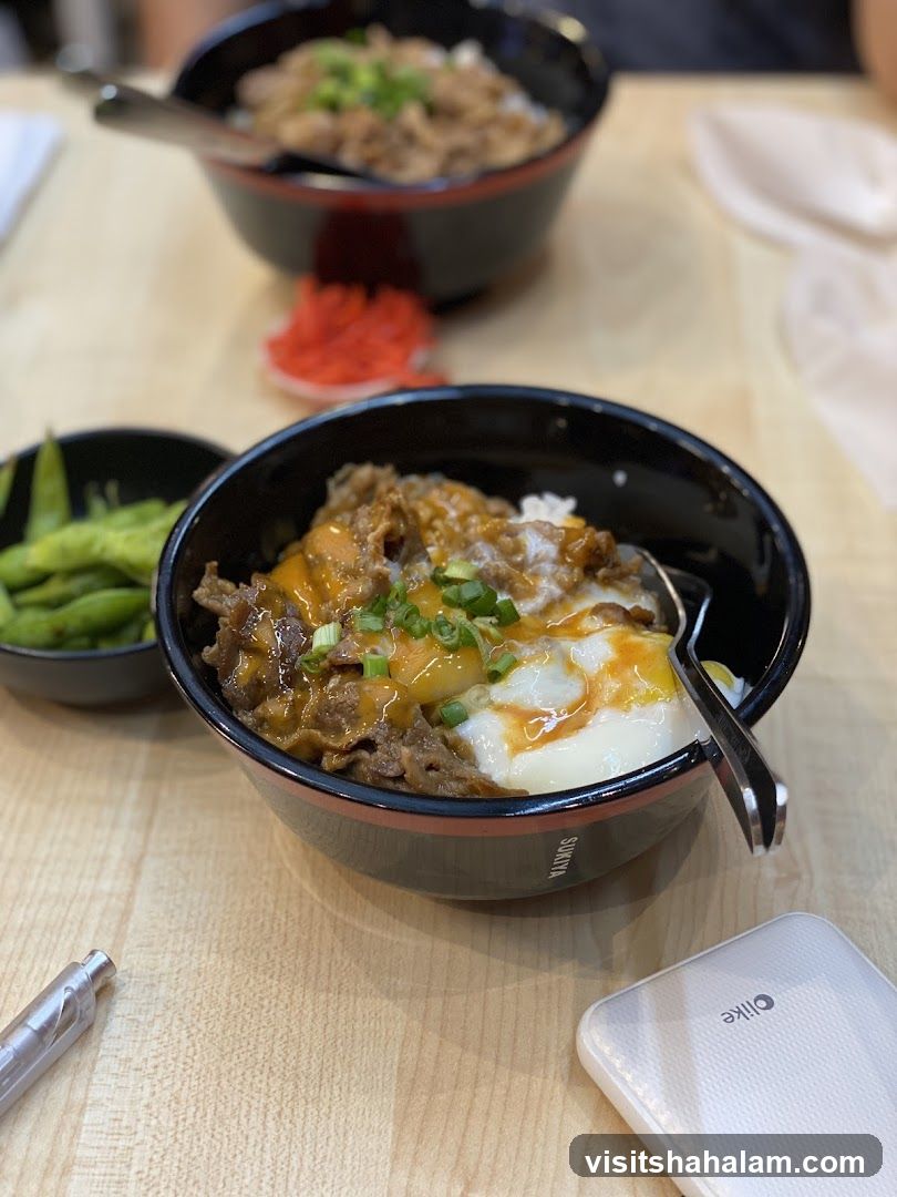Beef Bowls and Edamame