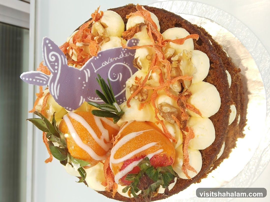 Carrot Cake with Lavender Decoration