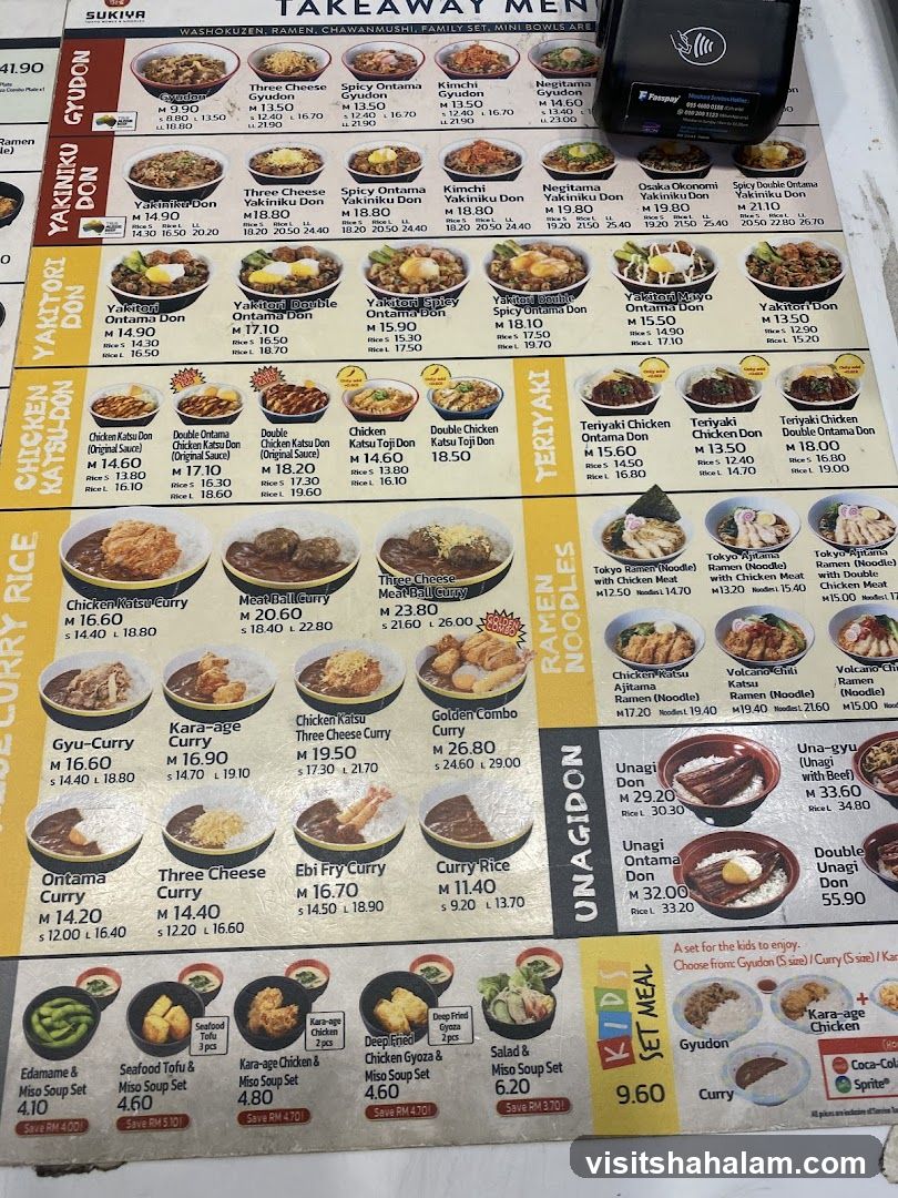 SUKIYA TAKEAWAY MENU