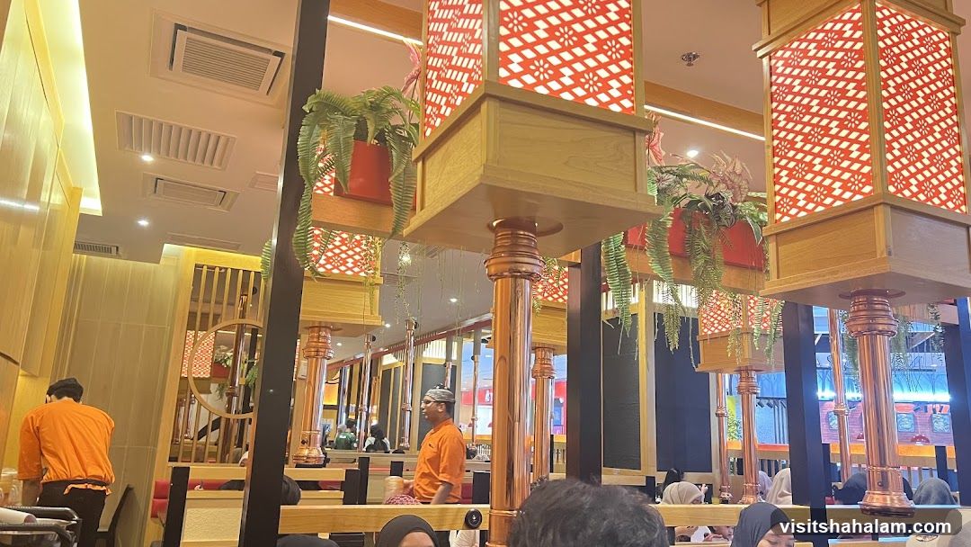 Restaurant Interior with Decorative Lamps