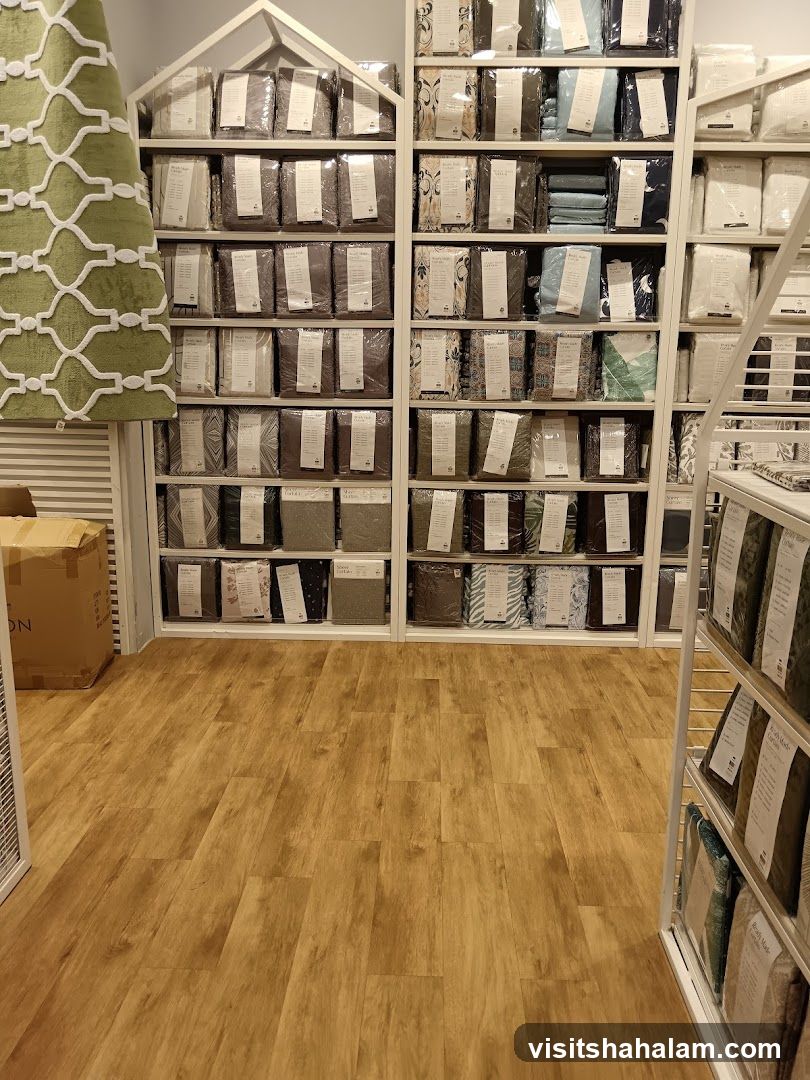 Shelves of Packaged Bedding
