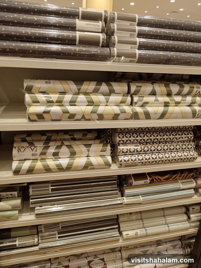 Wallpaper Rolls on Shelves