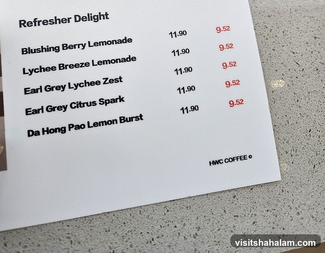 Refresher Delight Menu