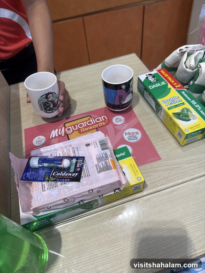Table with personal items and toiletries