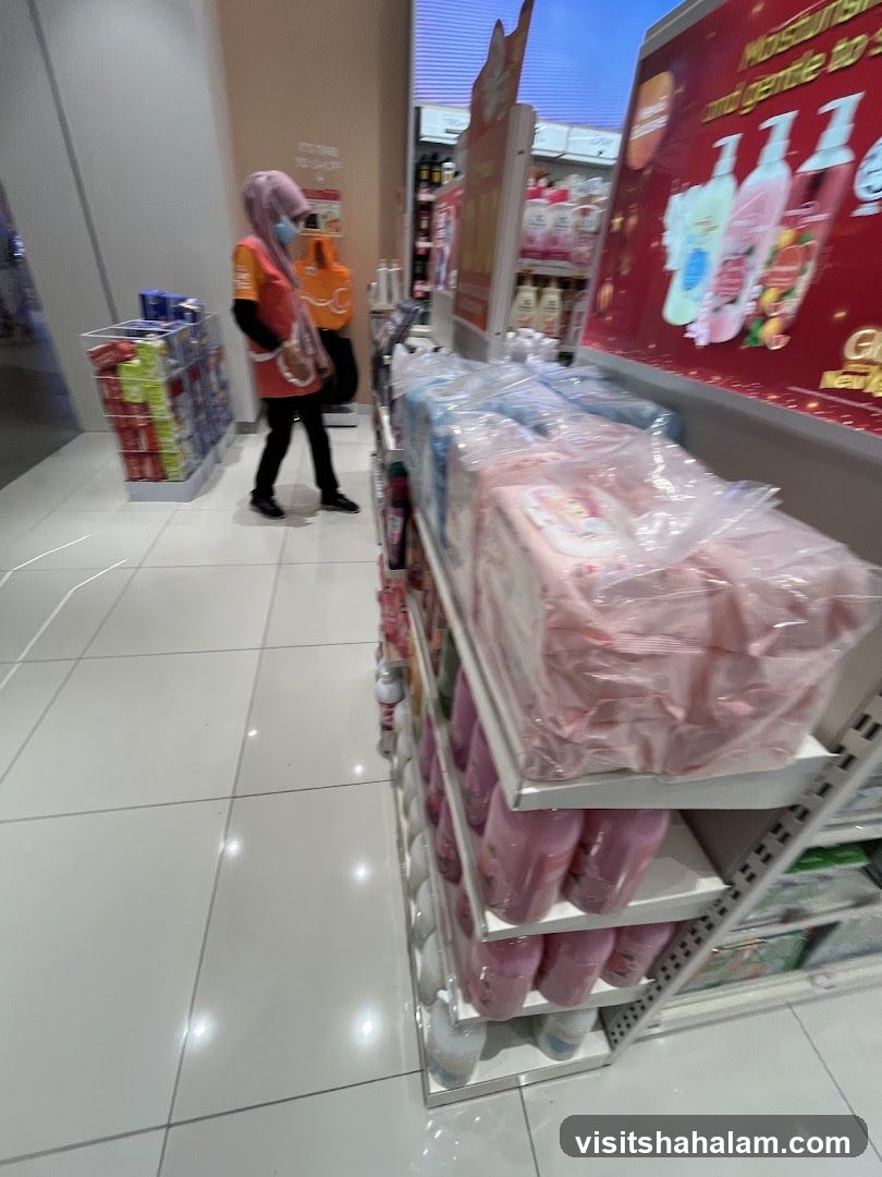 Store aisle with personal care products