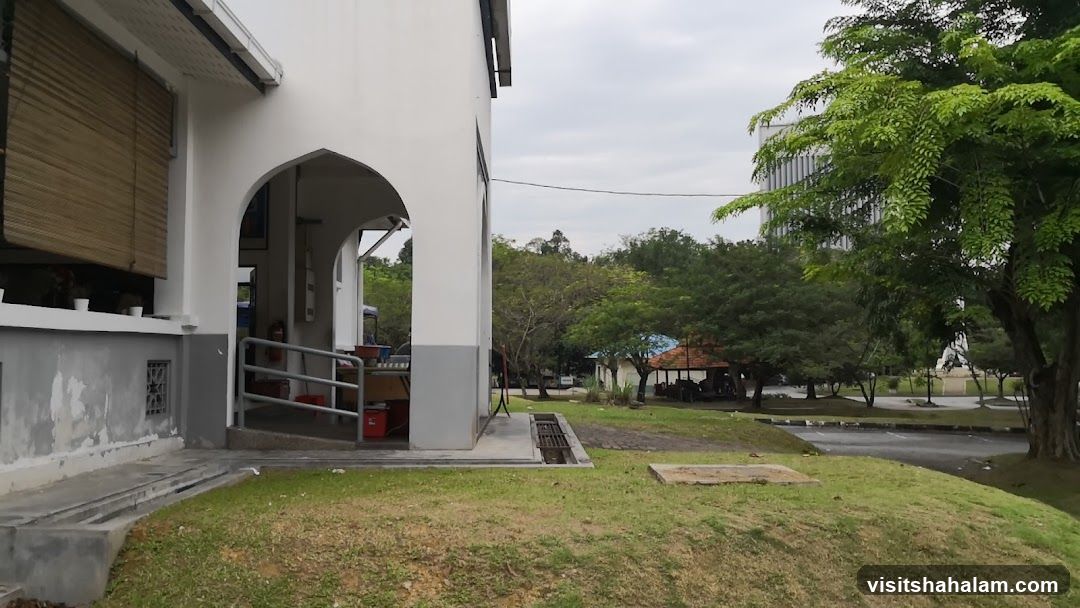 Outdoor walkway with trees and buildings