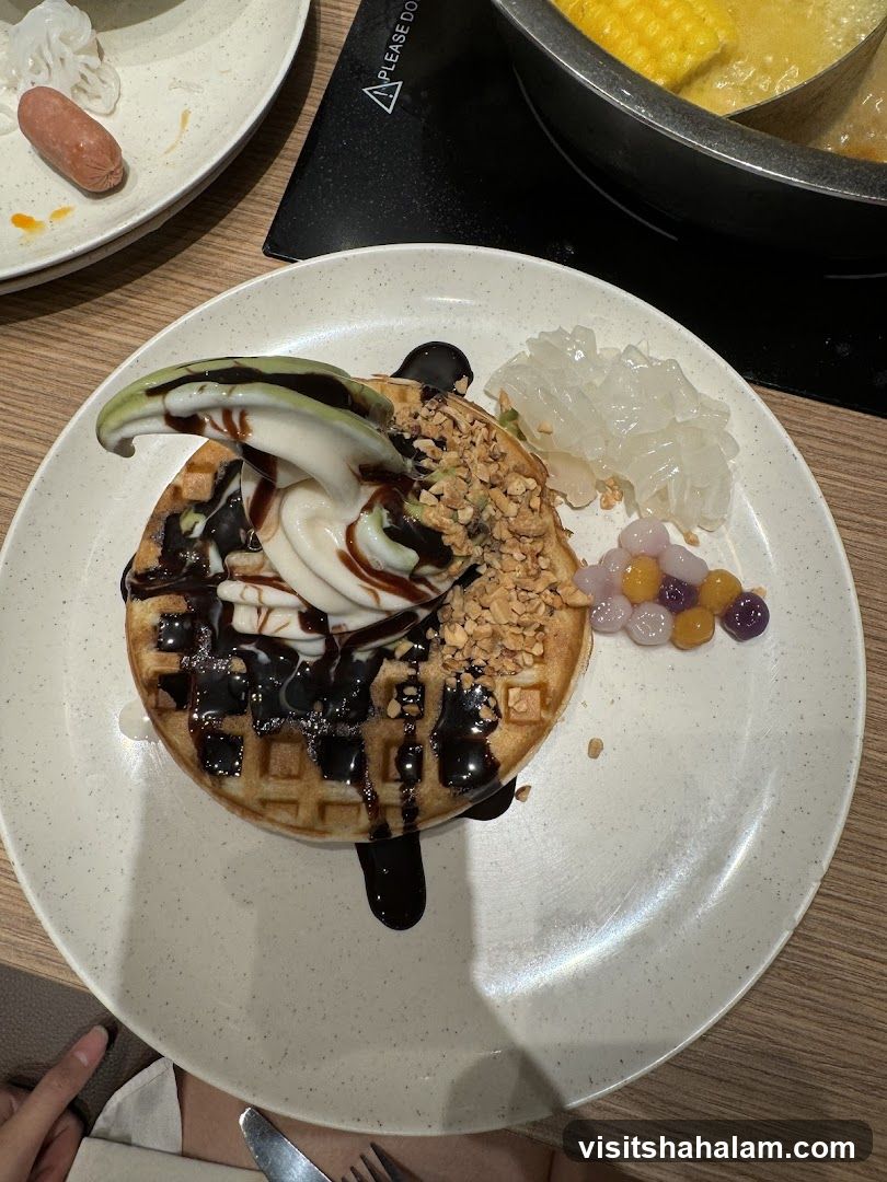 Waffle Dessert with Ice Cream