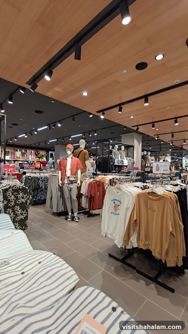 Clothing store interior with mannequins and apparel