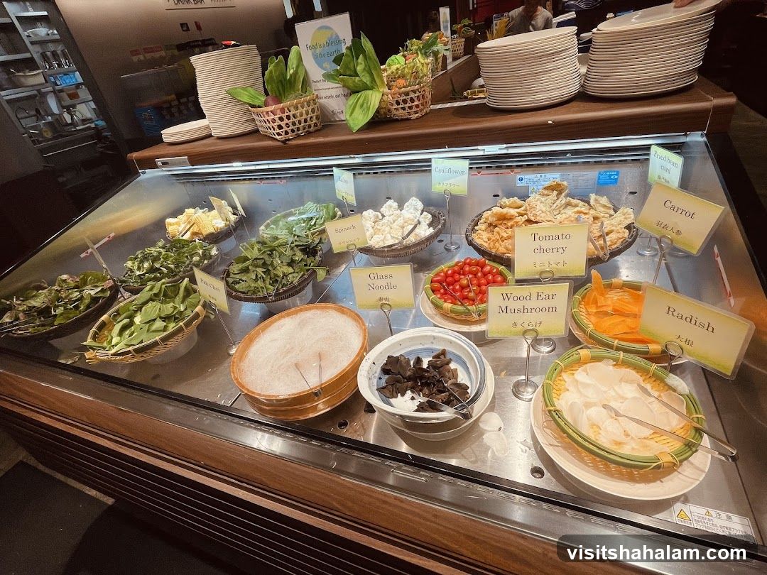 Buffet Display with Fresh Ingredients