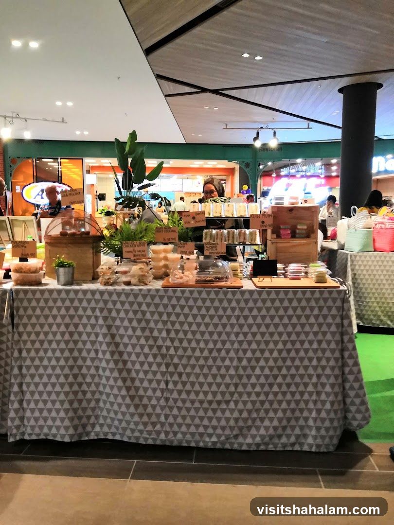 Food stall with various food items