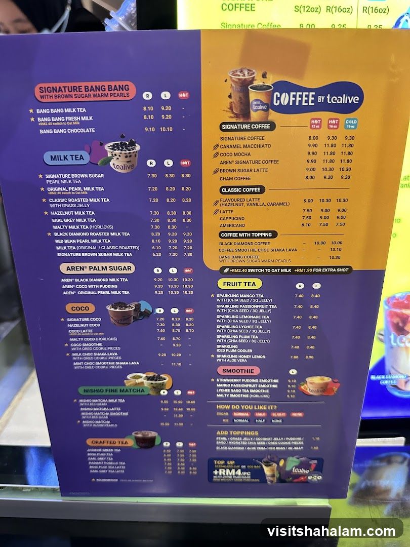 Tealive Menu