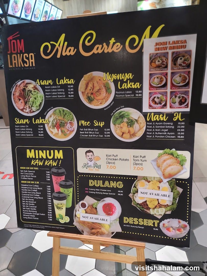 Jom Laksa Ala Carte Menu