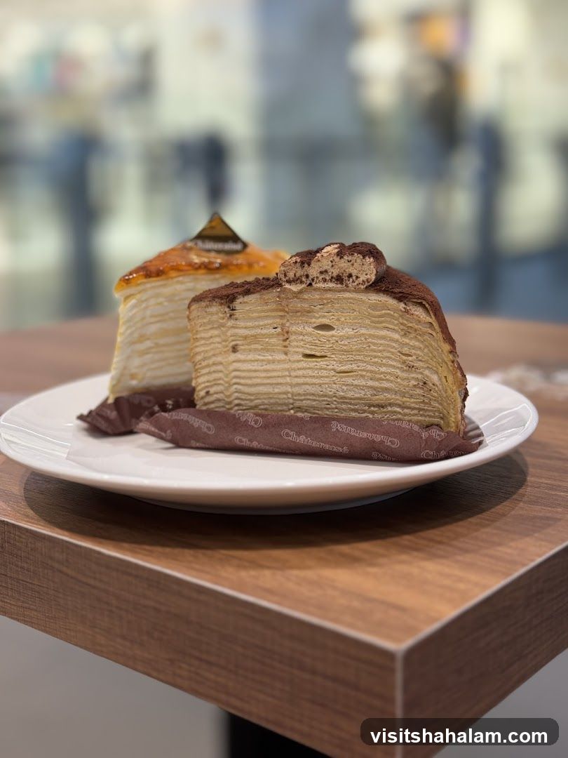 Two Slices of Mille Crepe Cake