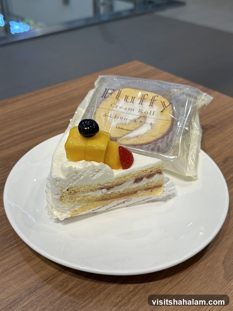 Slice of Cake with Cream Roll
