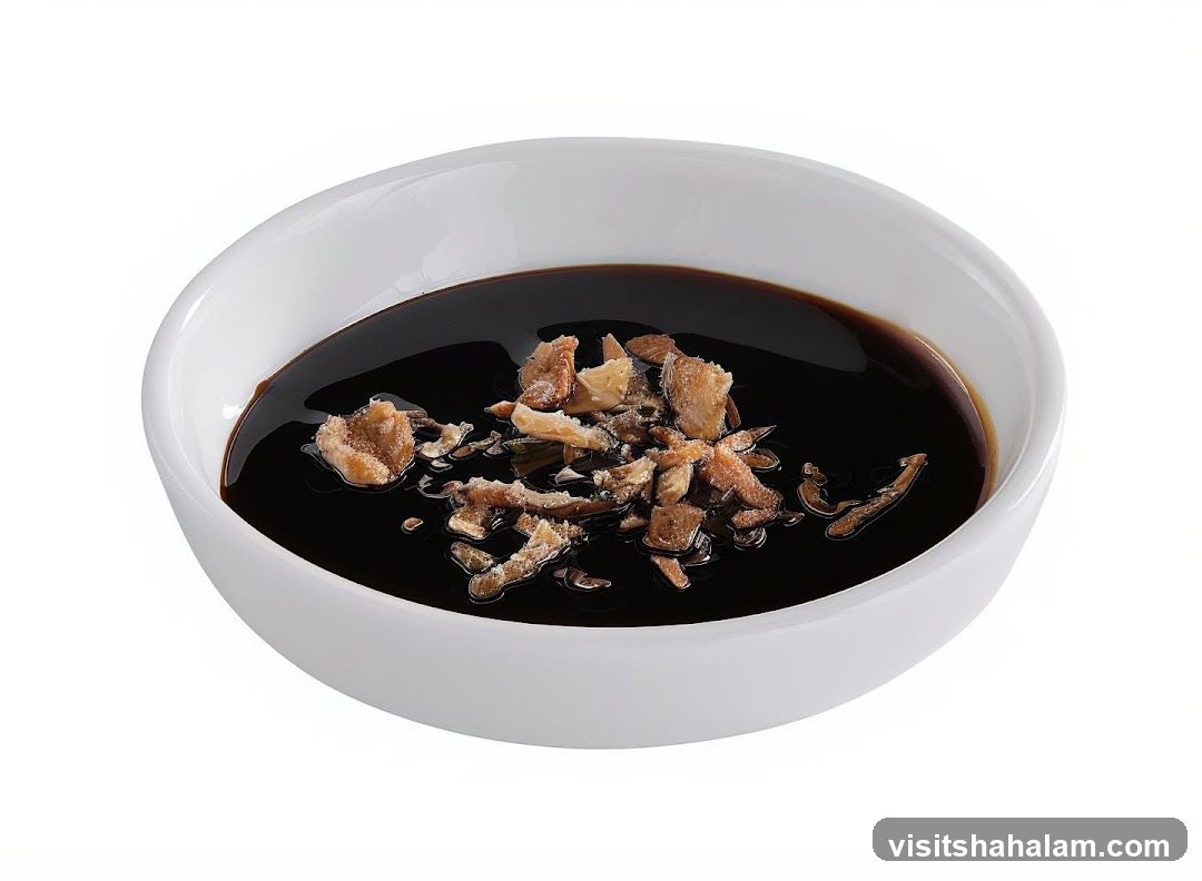 Bowl of Dark Sauce with Toppings
