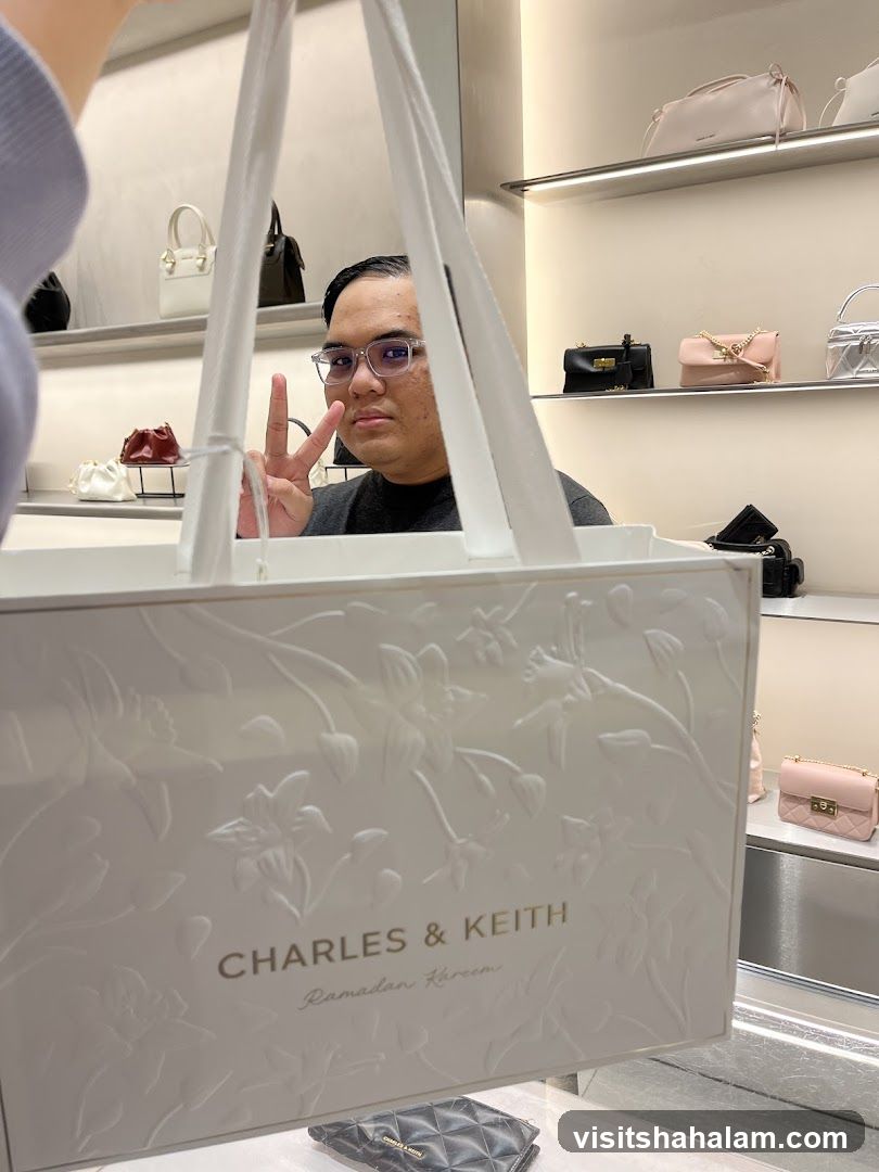 Person holding a shopping bag in a store