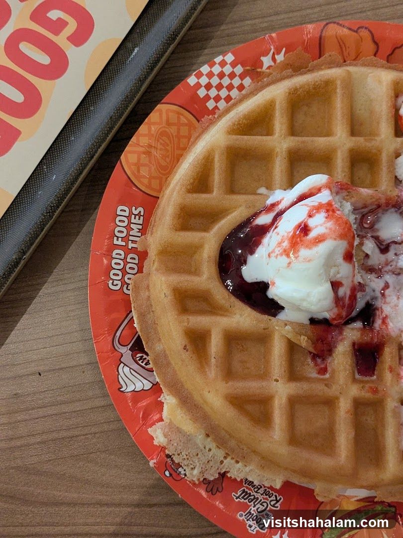 Waffle with Ice Cream and Berry Topping