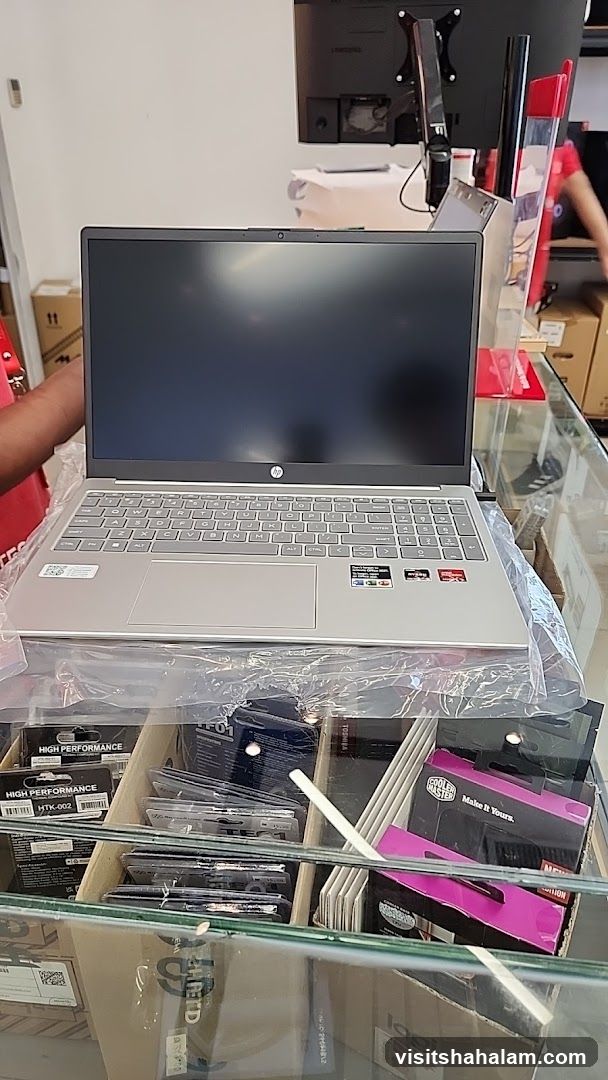 Silver HP Laptop on Display
