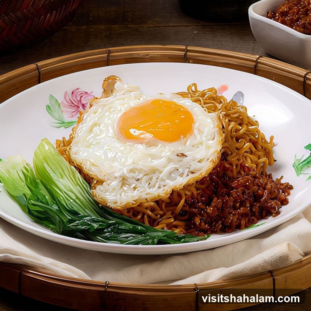Noodles with Fried Egg and Greens