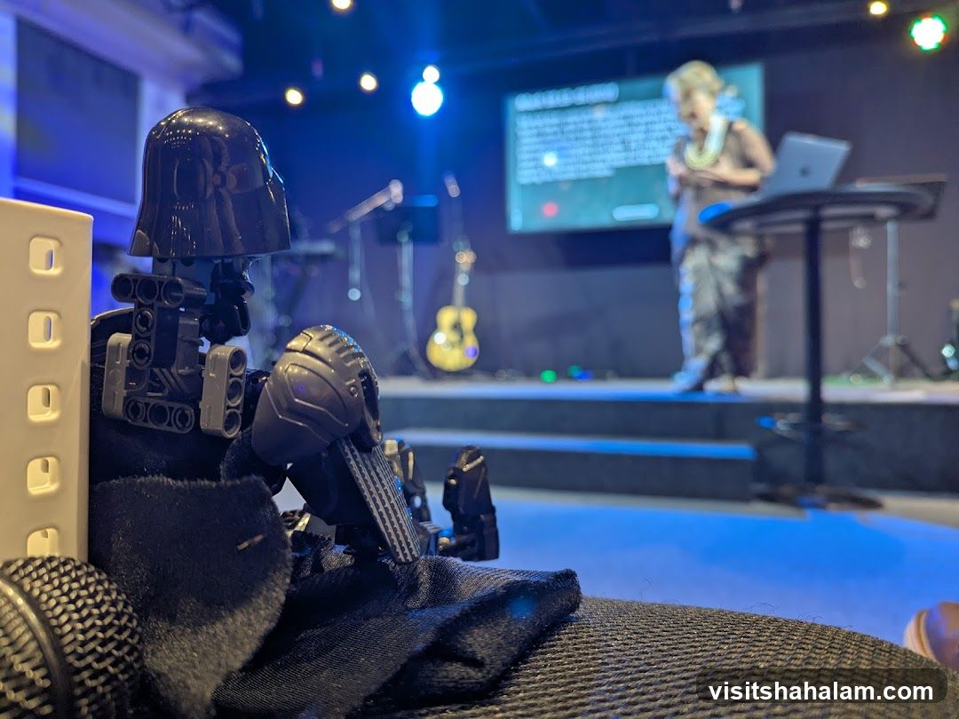 Darth Vader Lego figure in a church setting