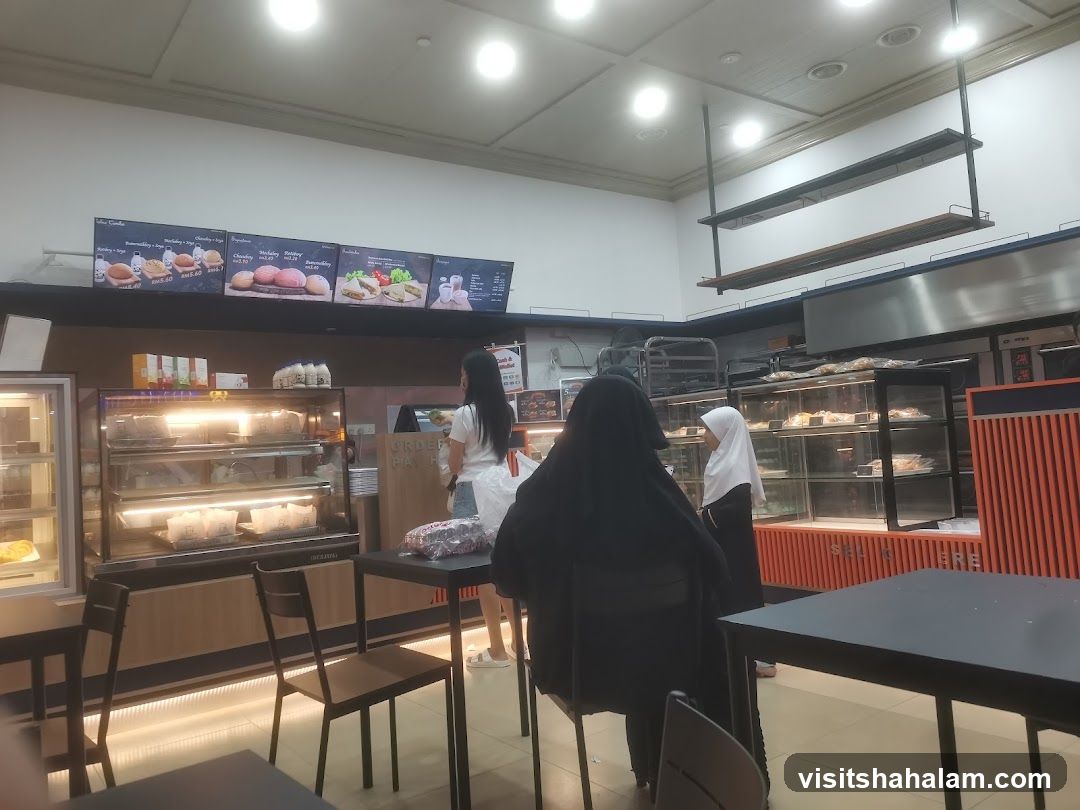 Bakery Interior with Display Cases and Seating