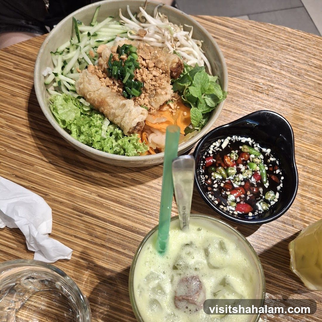 Vietnamese Noodle Bowl and Drink