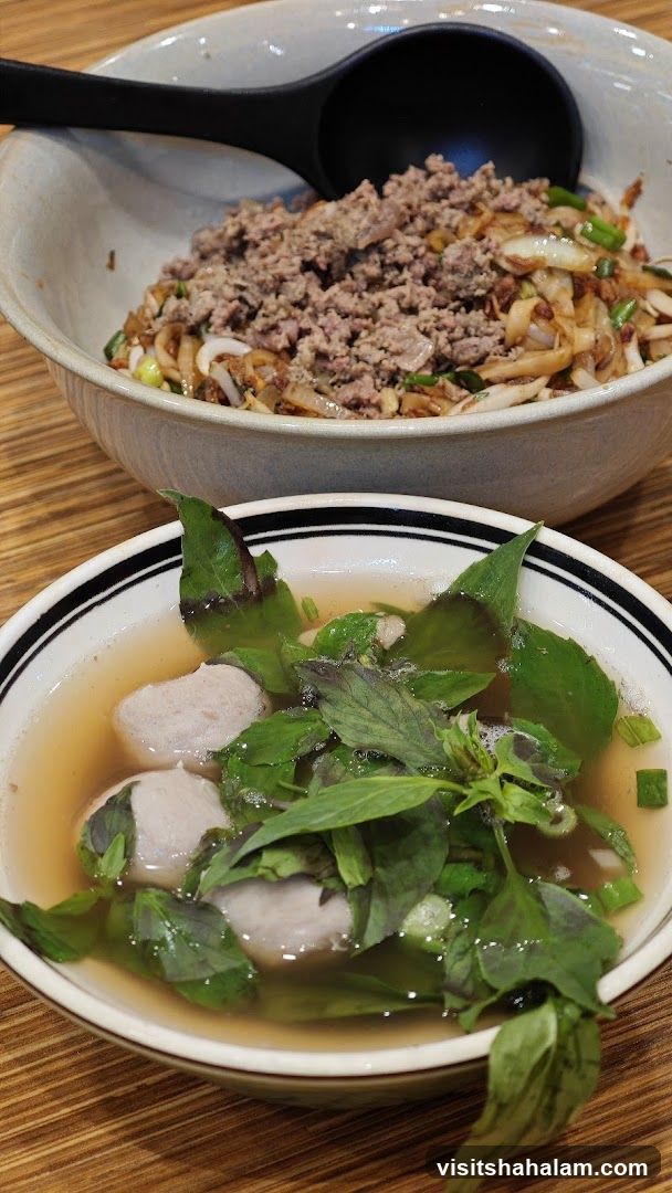 Noodle Soup with Meatballs and Ground Meat