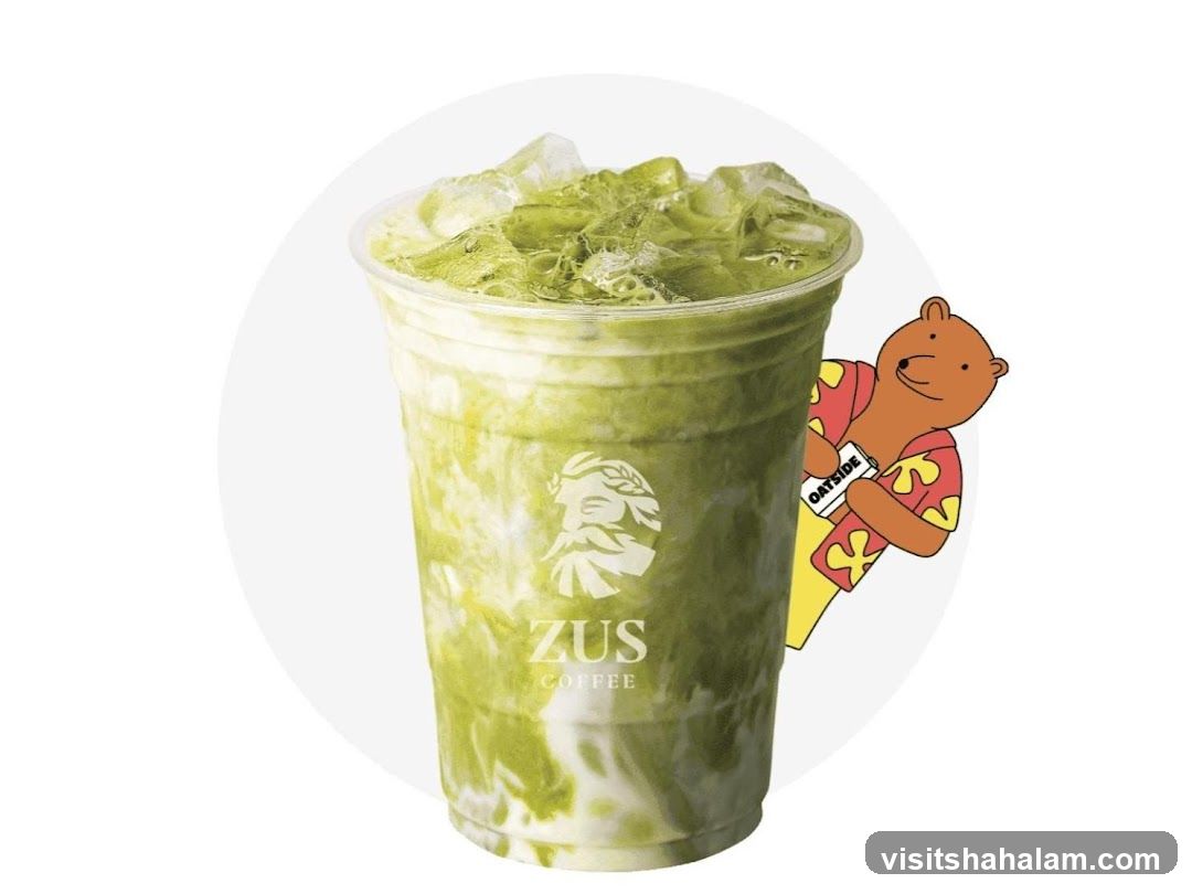 Matcha Drink with Bear Mascot