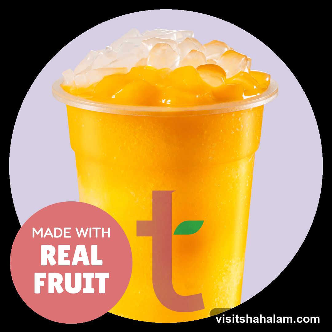 Mango Drink with Ice and Fruit Chunks