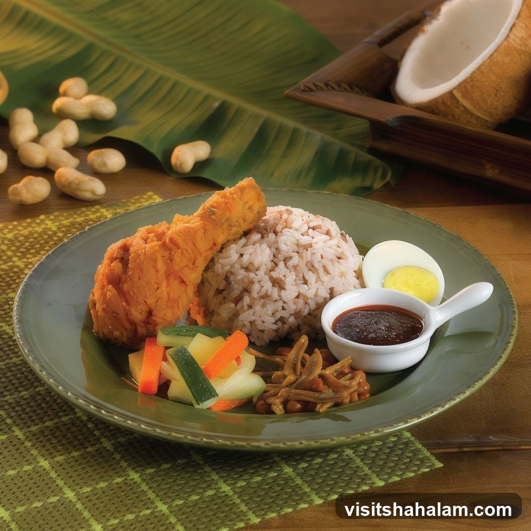 Nasi Lemak with Fried Chicken