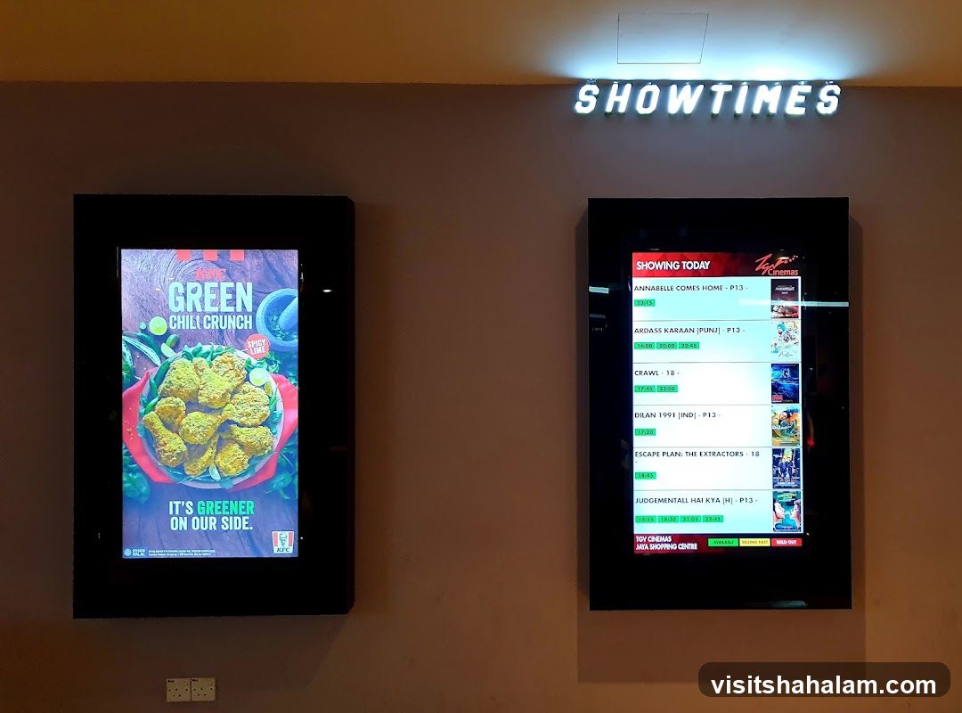 Movie Showtimes and KFC Advertisement