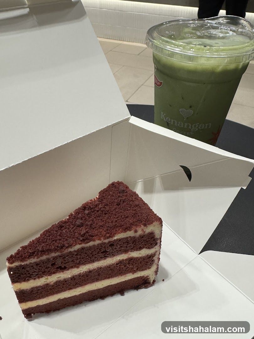 Red Velvet Cake and Green Drink