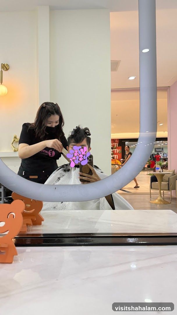 Hairdresser cutting client's hair