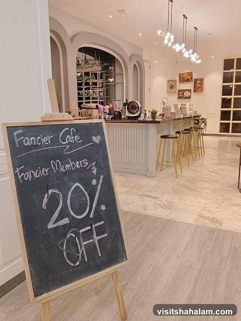 Cafe Interior with Discount Sign