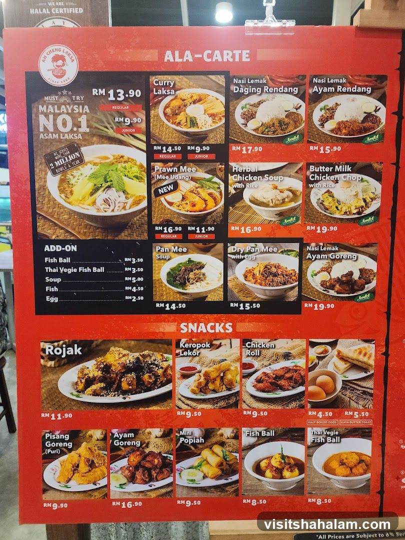 Ah Cheng Laksa Menu