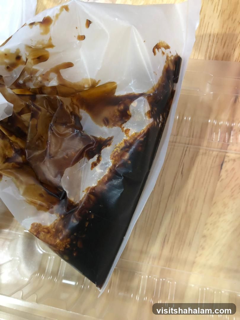 Sauce in a plastic bag