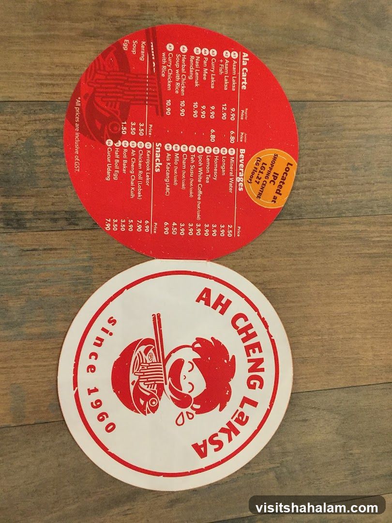 Ah Cheng Laksa Menu