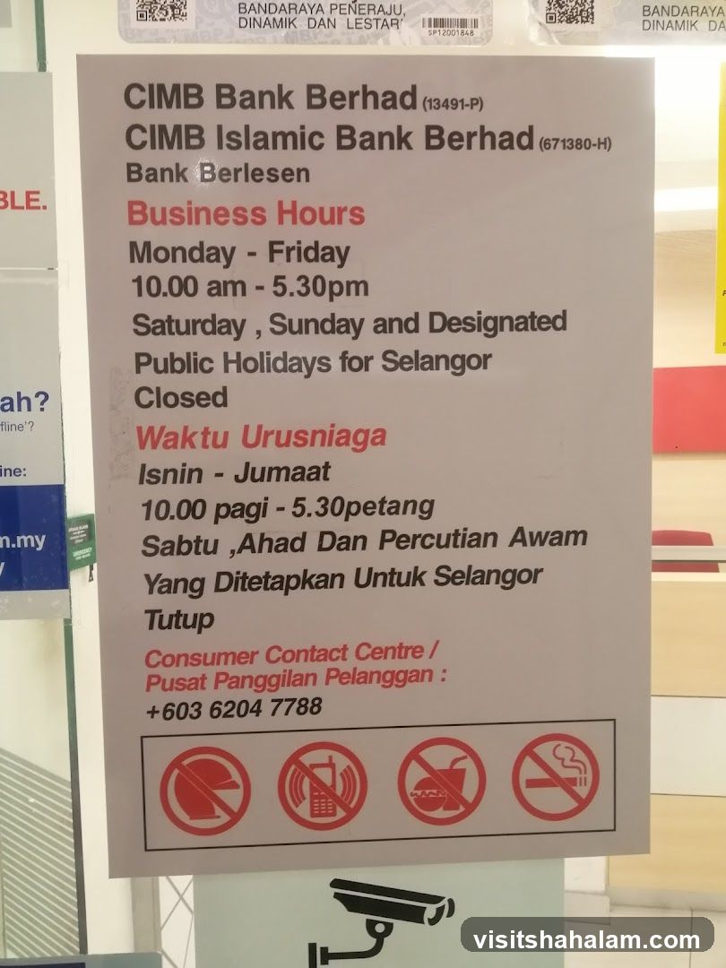 CIMB Bank Business Hours Sign