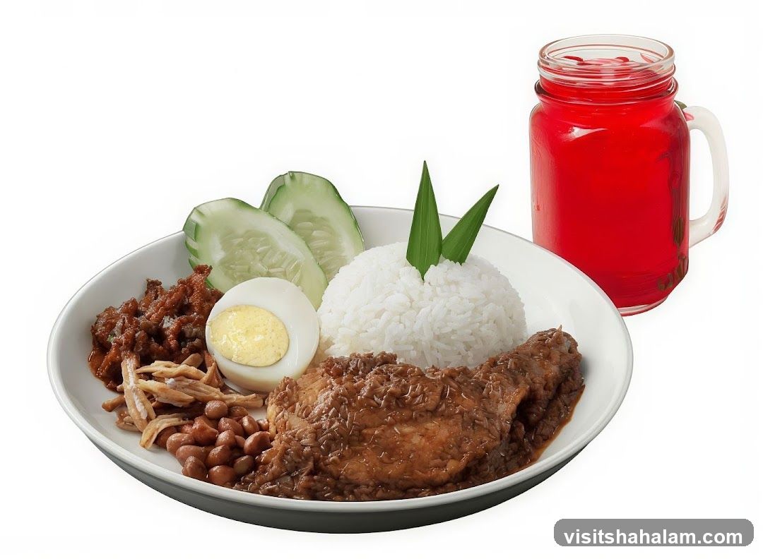 Nasi Lemak with Chicken and Drink