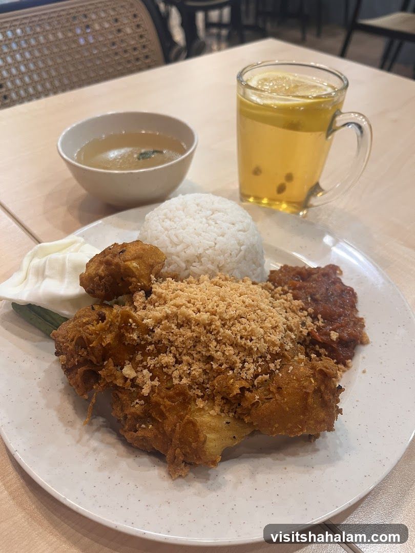 Fried Chicken Meal with Soup and Drink