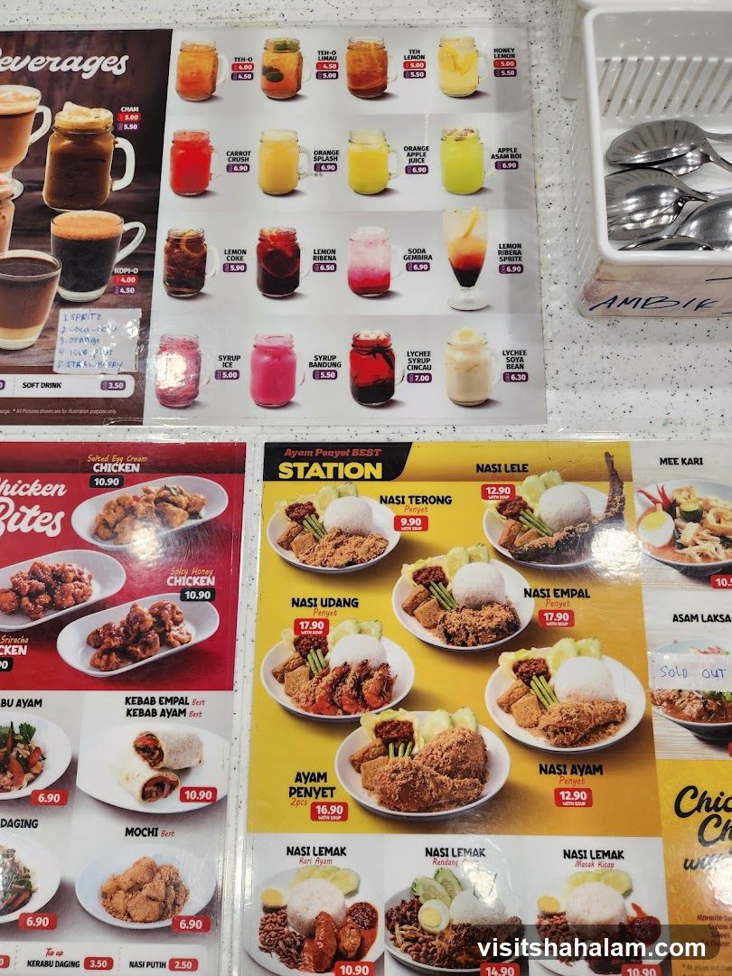 Beverages and Food Menu