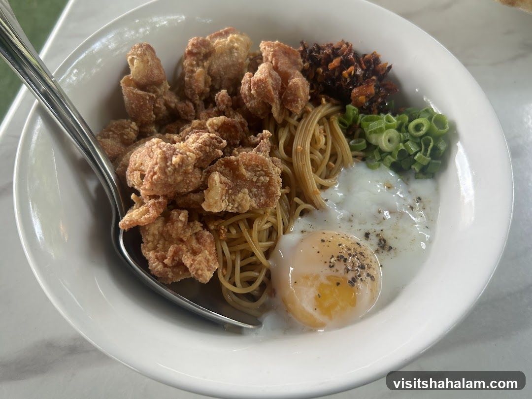 Noodle Bowl with Fried Chicken and Egg