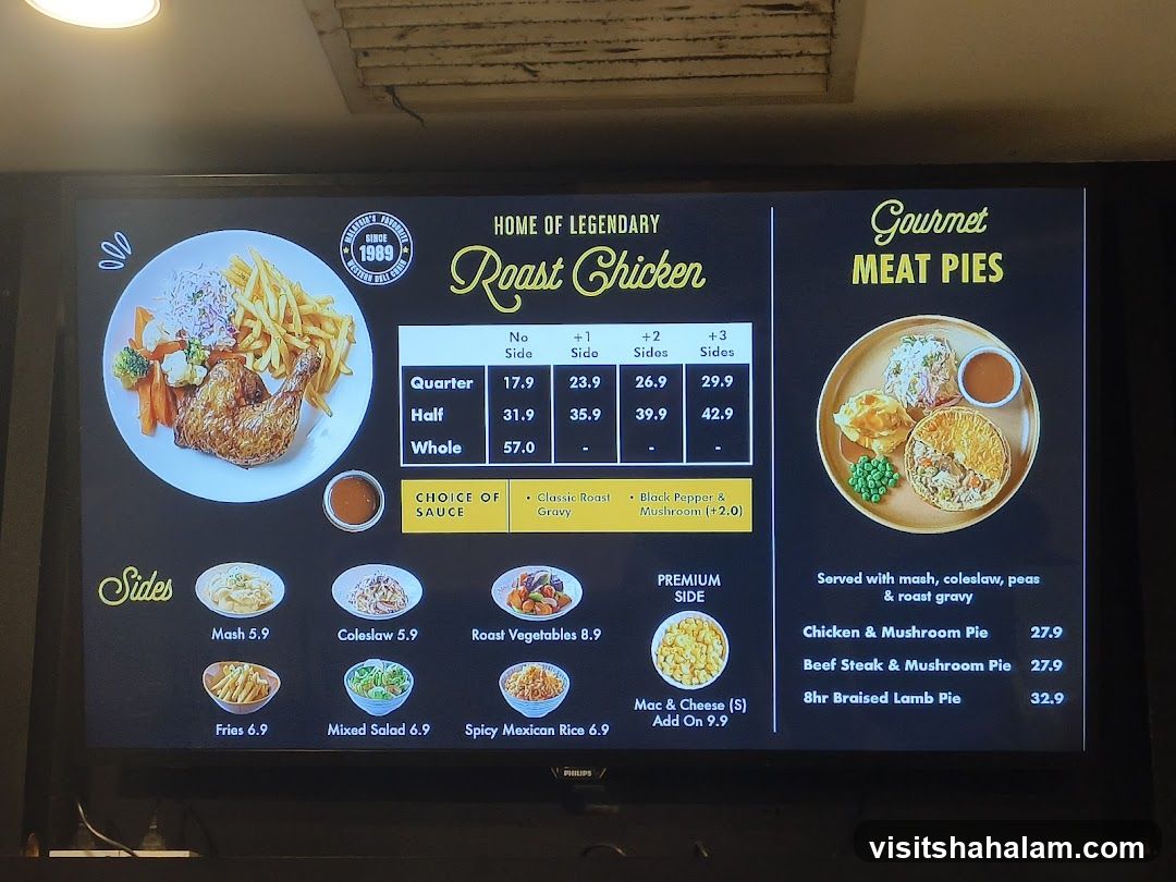Roast Chicken & Gourmet Meat Pies Menu