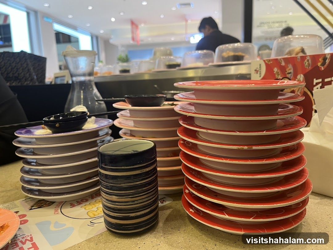 Stacks of Sushi Plates