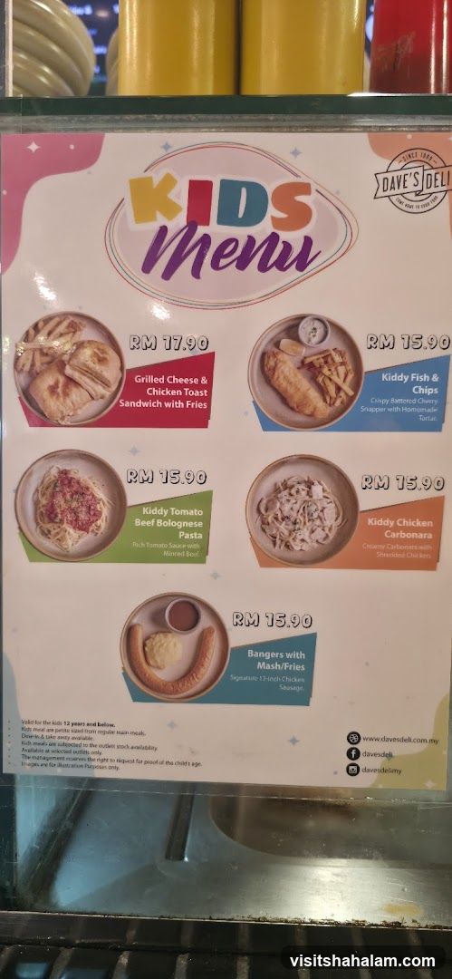 Dave's Deli Kids Menu