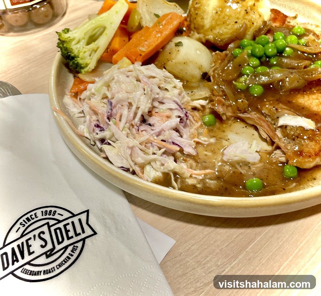 Roast Chicken Dinner with Coleslaw and Vegetables