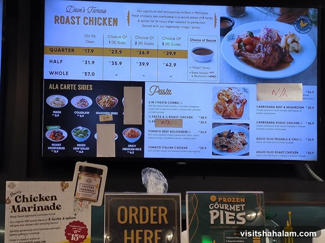 Dave's Famous Roast Chicken Menu