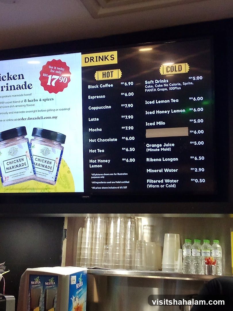 Dave's Deli Drinks Menu