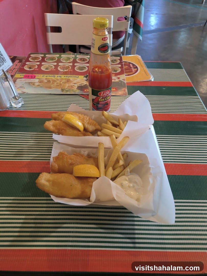 Fish and Chips with Chili Sauce